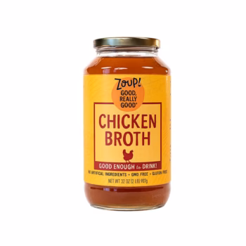 Zoup Chicken Broth 32 ounce jar, no artificial ingredients, GMO free, gluten free